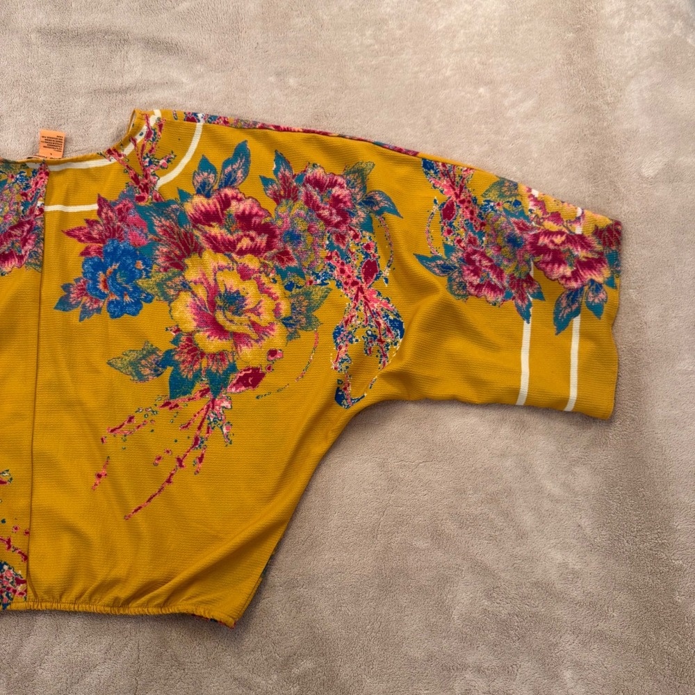 Flying Tomato Boho Floral Wrap Kimono Sleeve Crop Top Festival Summer Beach Sz L - Picture 13 of 13